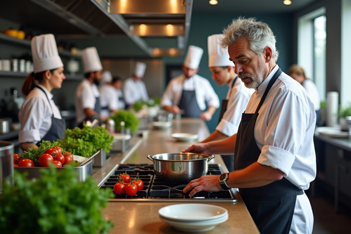 Cuisiniers en intérim dans une cuisine de restaurant